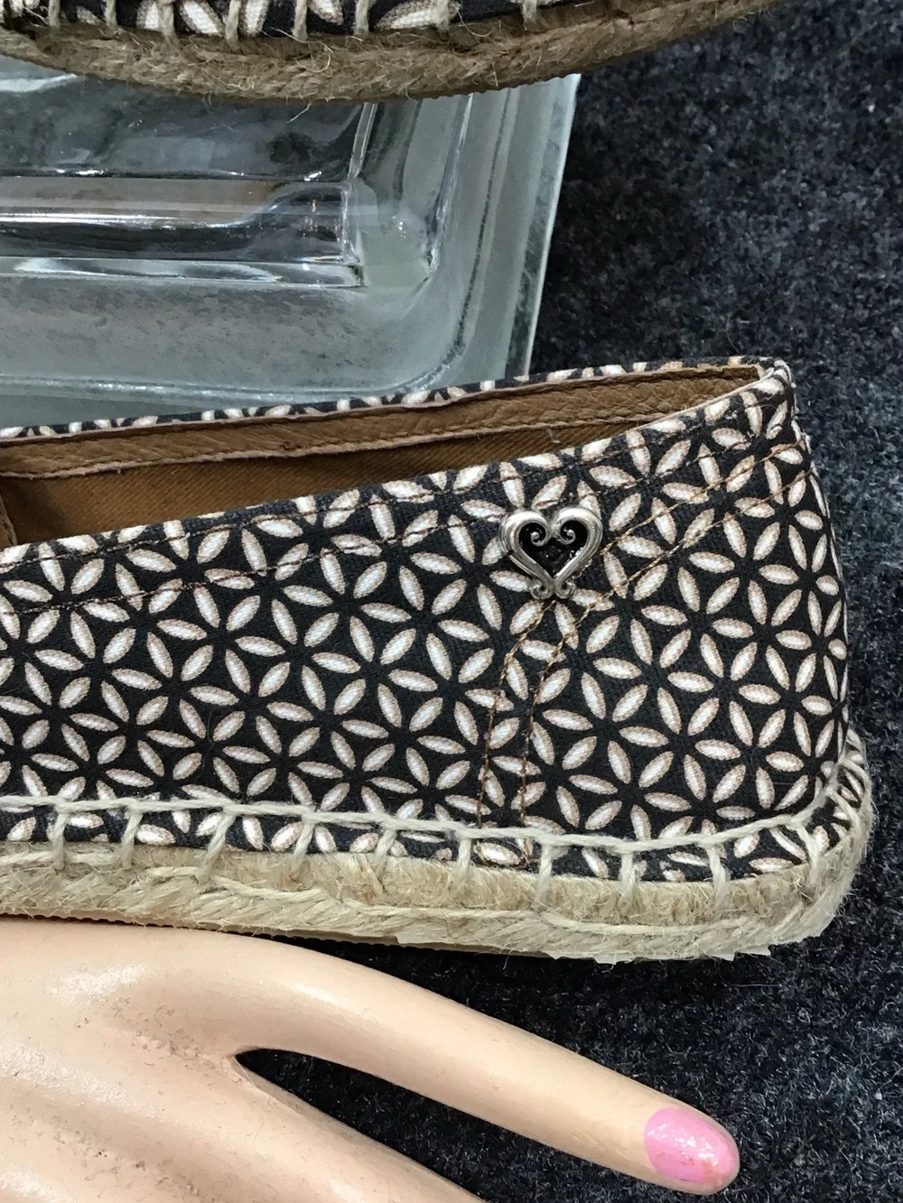 Brighton Rattan Black & Cream Geometric Espadrille Slip-Ons 7
